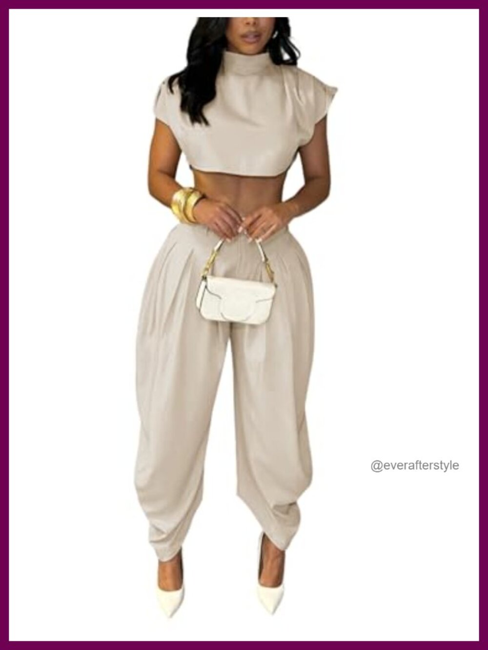 Womens 2 Piece Outfit Cap Sleeve Crop Top & Palazzo Pants Set